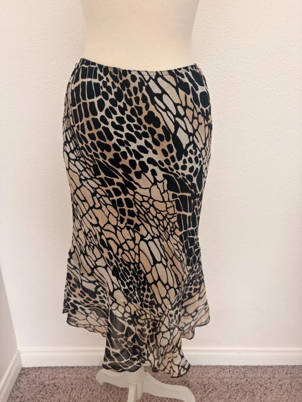 L’Amade Animal Print Asymmetrical Layered Hem Skirt | Medium